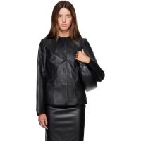 Loulou de Saison Black ADEA Collarless Leather Jacket 262473F064007