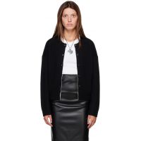 Loulou de Saison Black NICOLA Bicolor Cashmere Cardigan 262473F095006