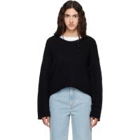 Loulou de Saison Black DERRY LDS U Neck Cashmere Sweater 262473F096015