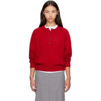 Loulou de Saison Red MALO Oversized Henley Sweater 262473F096024