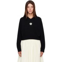 Loulou de Saison Black ANZOR LDS Cashmere V Neck Sweater 262473F100004