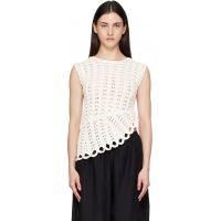 Loulou de Saison White Saez Ruffled Crochet Top 262473F107000