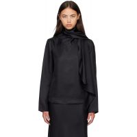 Loulou de Saison Black GALA Silk Twill Scarf Blouse 262473F107004
