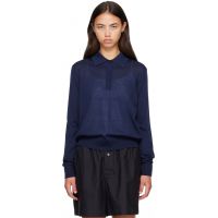 Loulou de Saison Navy MILES Long Sleeve Polo 262473F108000
