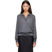 Loulou de Saison Gray MILES Long Sleeve Polo 262473F108001