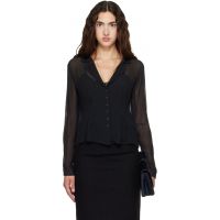 Kanika Agarwal SSENSE Exclusive Black Muslin Button Down Blouse 262475F107004