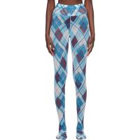 Chopova Lowena Blue Bonnet Flocked Mesh Leggings 262529F085000