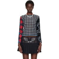 Chopova Lowena Blue Par Flocked Mesh T-shirt 262529F110003