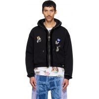 Chopova Lowena Black Fuzzy Pearl Zip Hoodie 262529M202008
