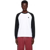 AAPE by A Bathing Ape White & Black Spades Moonface Long Sleeve T-shirt 262547M213027
