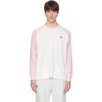 AAPE by A Bathing Ape Pink & White AAPENOW Heart Moonface Long Sleeve T-Shirt 262547M213028