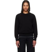 Les Tien Black French Terry Binded Neck Raglan Sweatshirt 262548M204000