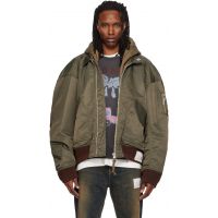 Maison MIHARA YASUHIRO Khaki Hooded Flight Bomber Jacket 262551M175000