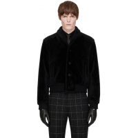 Ernest W. Baker Black Shawl Collar Shearling Bomber Jacket 262600M181000