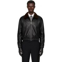 Ernest W. Baker SSENSE Exclusive Black Leather Harrington Jacket 262600M181014