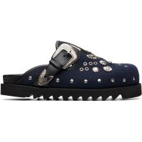 Toga Virilis SSENSE Exclusive Navy & Black Eyelet Metal Sabot Slip-on Loafers 262688M231008