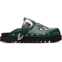 Toga Virilis SSENSE Exclusive Green Eyelet Metal Sabot Slip-on Loafers 262688M231011