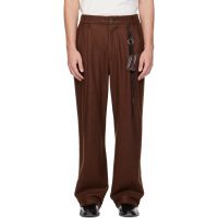 Song for the Mute Brown Wool Double-Pleat Key Clasp Trousers 262699M191006