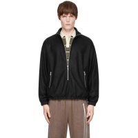 Song for the Mute Black Drape Wool Long Zip Pullover Sweater 262699M202002