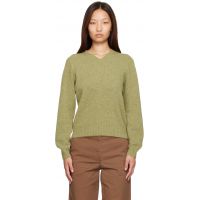 Nothing Written Green Marsh V-Neck Pullover Sweater 262814F100002