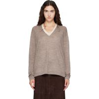 Lauren Manoogian Gray Fine Low V Neck Sweater 262874F100003