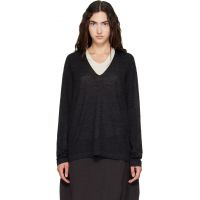 Lauren Manoogian Black Fine Low V Neck Sweater 262874F100004