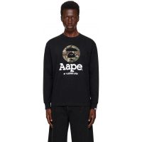 AAPE by A Bathing Ape Black AAPEUNVS Moonface Long Sleeve T-shirt 271547M213002
