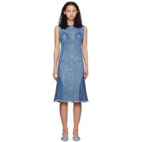Marine Serre Blue Regenerated Denim Midi Dress 15101751
