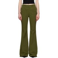 R13 Khaki Flare Leg Trousers 251021F087000