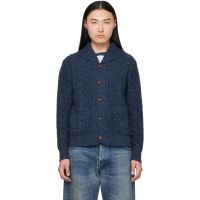 RRL Navy Aran-Knit Cotton Cardigan 261435M200000