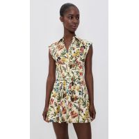 ALICE + OLIVIA Kim Paneled Corset Flared Mini Shirt Dress_Desert Springs Vanilla