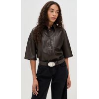 Citizens of Humanity Frances Cropped Caped Button Up_Chocolate