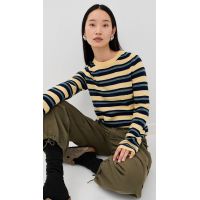 The Elder Statesman Laurel Stripe Crew Cashmere Pullover
