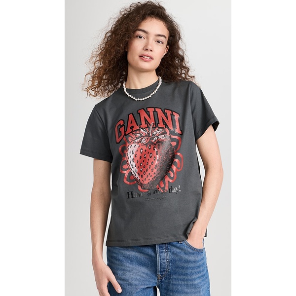  Basic Jersey Strawberry Relaxed T-Shirt 가니 GANNI32023
