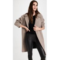 Harris Wharf London Dropped Shoulder Boucle Coat_Taupe