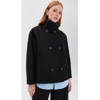 Harris Wharf London Oversized Pressed Wool Funnel Jacket_Black