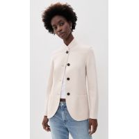 Harris Wharf London Nehru Jacket Pressed Wool Coat_Cream
