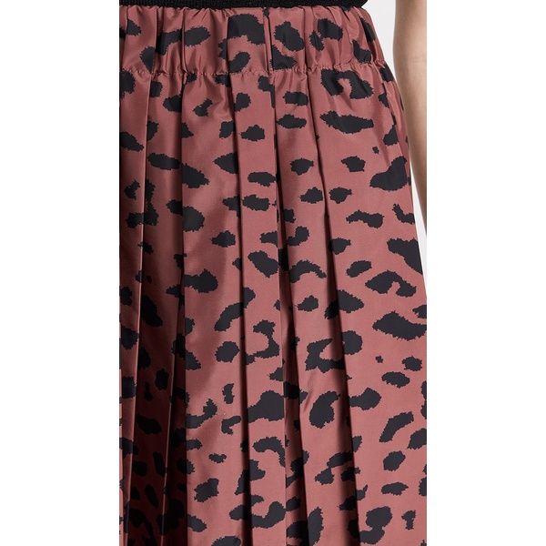  티비 Tibi Recycled Sporty Nylon Cheetah Pleated Pullon Skirt TIBDB30512