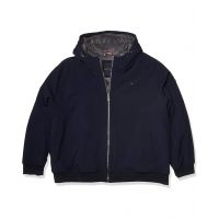 Mens Tommy Hilfiger Big Soft Shell Fashion Bomber with Contrast Bib and Hood_Navy/Dark Grey