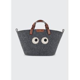 Anya Hindmarch Small Eyes Tote Bag in Recycled Felt With Smooth Eco Leather 4091237