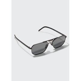 Prada Mens Double-Bridge Metal Rectangle Logo Sunglasses 4305061