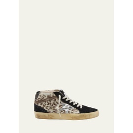 골든구스 Golden Goose Mid Star Leopard-Print Suede Sneakers 4562235