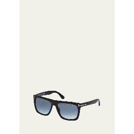 톰포드 TOM FORD Morgan Thick Square Acetate Sunglasses, Black/Blue 2150396