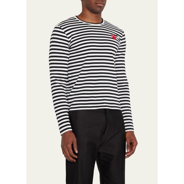 Comme des Garcons Mens Striped T-Shirt with Small Heart 2303047