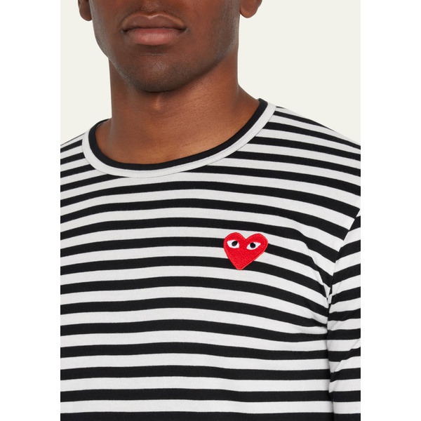  Comme des Garcons Mens Striped T-Shirt with Small Heart 2303047