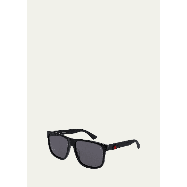 구찌 구찌 Gucci Square Acetate Sunglasses, Black 2353615