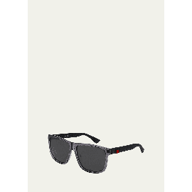 구찌 Gucci Polarized Square Acetate Sunglasses, Gray 2353616