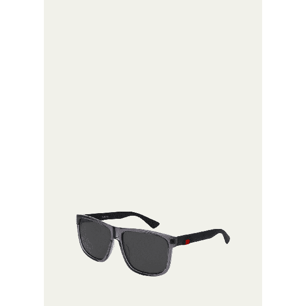 구찌 구찌 Gucci Polarized Square Acetate Sunglasses, Gray 2353616