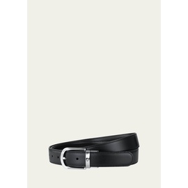 몽블랑 Mens Horseshoe-Buckle Reversible Leather Belt 2505587