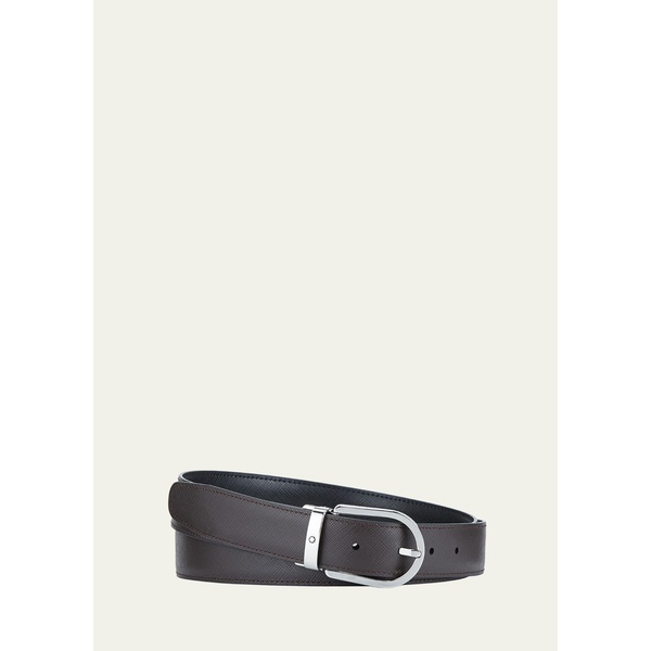  몽블랑 Mens Horseshoe-Buckle Reversible Leather Belt 2505590